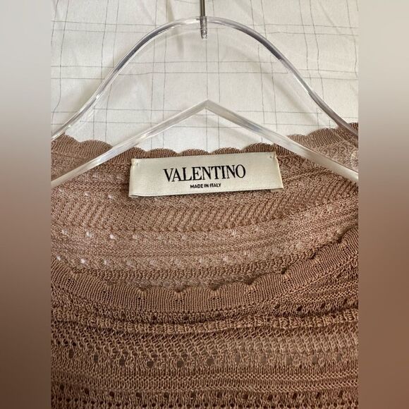 Valentino Women's Dress Coffee Brown Black Floral Stretchy Knit Dress L Large - Picture 2 of 2